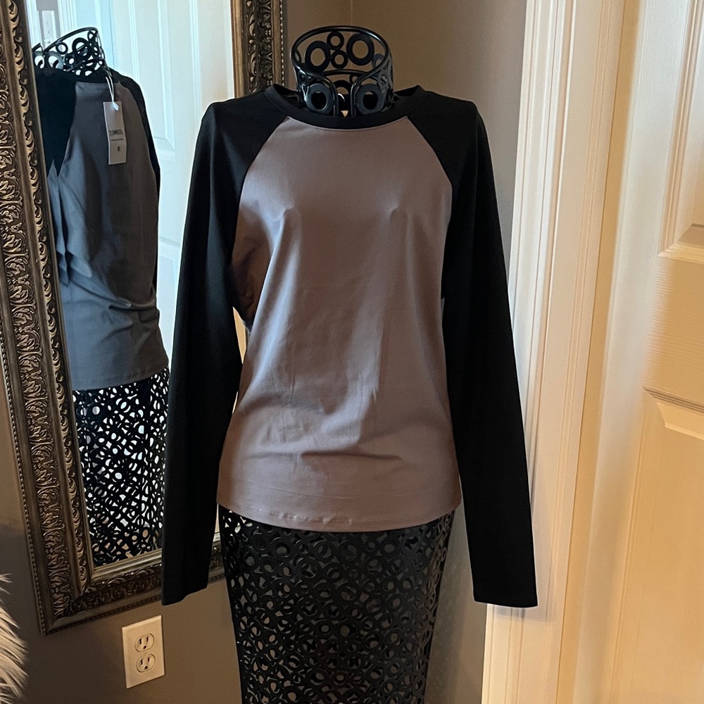 Classic Women's Raglan Long-Sleeve Top - Black and Gray